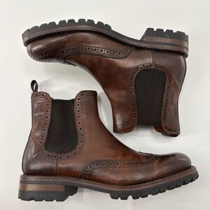 Men’s Frye George Lug Brogue leather western cowboy Chelsea Boots brown size 8.5